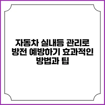 자동차 실내등 관리로 방전 예방하기: 효과적인 방법과 팁