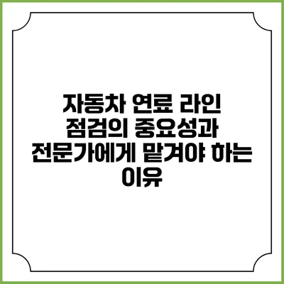 자동차 연료 라인 점검의 중요성과 전문가에게 맡겨야 하는 이유