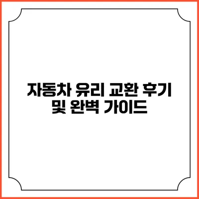 자동차 유리 교환 후기 및 완벽 가이드