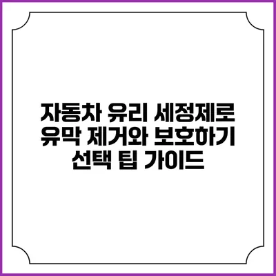 자동차 유리 세정제로 유막 제거와 보호하기: 선택 팁 가이드