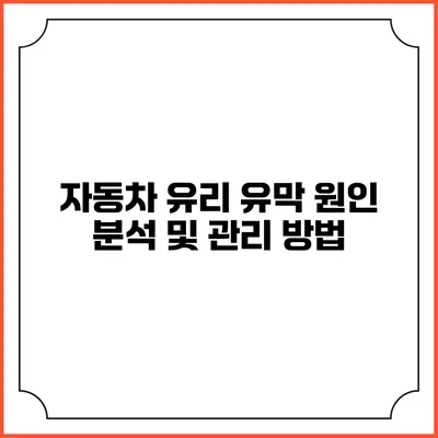 자동차 유리 유막 원인 분석 및 관리 방법