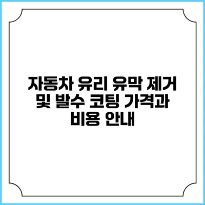 자동차 유리 유막 제거 및 발수 코팅: 가격과 비용 안내