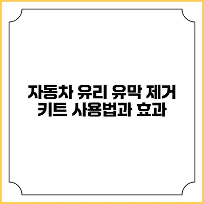 자동차 유리 유막 제거 키트 사용법과 효과