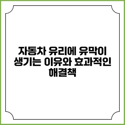 자동차 유리에 유막이 생기는 이유와 효과적인 해결책