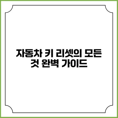 자동차 키 리셋의 모든 것: 완벽 가이드