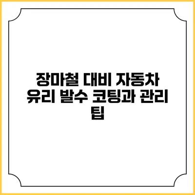 장마철 대비 자동차 유리 발수 코팅과 관리 팁