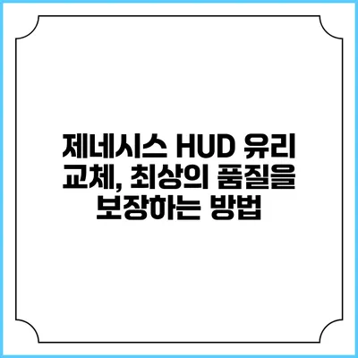 제네시스 HUD 유리 교체, 최상의 품질을 보장하는 방법
