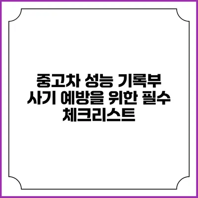 중고차 성능 기록부 사기 예방을 위한 필수 체크리스트