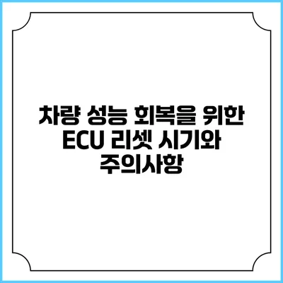 차량 성능 회복을 위한 ECU 리셋 시기와 주의사항