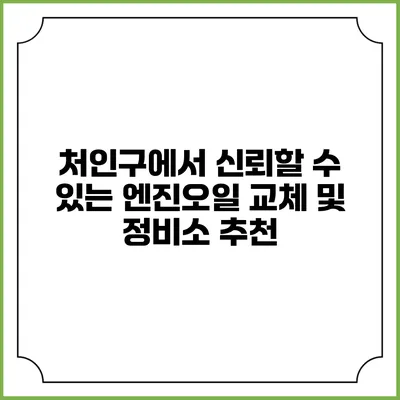 처인구에서 신뢰할 수 있는 엔진오일 교체 및 정비소 추천