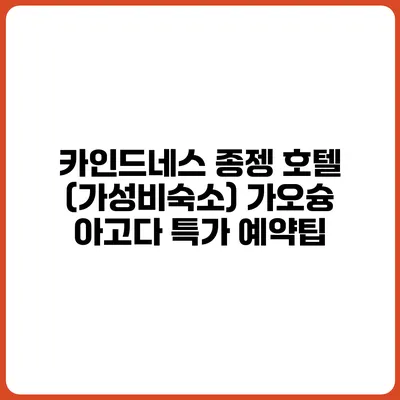 카인드네스 종젱 호텔 (가성비숙소) 가오슝 아고다 특가 예약팁