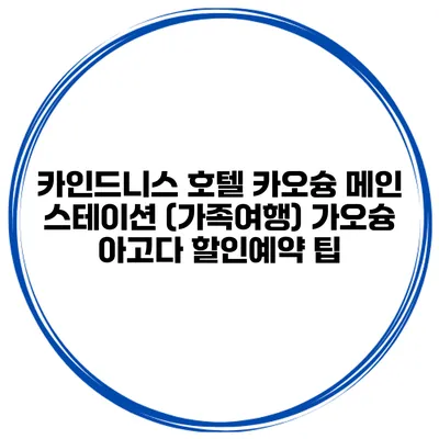카인드니스 호텔 카오슝 메인 스테이션 (가족여행) 가오슝 아고다 할인예약 팁