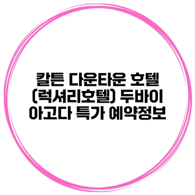 칼튼 다운타운 호텔 (럭셔리호텔) 두바이 아고다 특가 예약정보