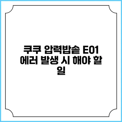 쿠쿠 압력밥솥 E01 에러 발생 시 해야 할 일