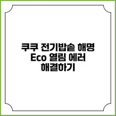 쿠쿠 전기밥솥 해명 Eco 열림 에러 해결하기