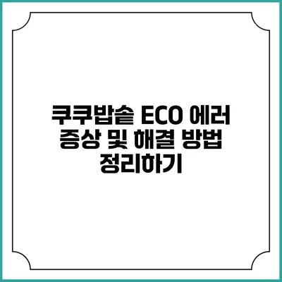 쿠쿠밥솥 ECO 에러 증상 및 해결 방법 정리하기