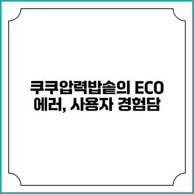 쿠쿠압력밥솥의 ECO 에러, 사용자 경험담
