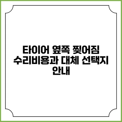 타이어 옆쪽 찢어짐 수리비용과 대체 선택지 안내