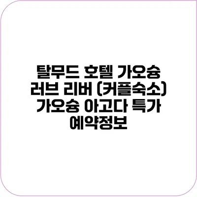 탈무드 호텔 가오슝 러브 리버 (커플숙소) 가오슝 아고다 특가 예약정보