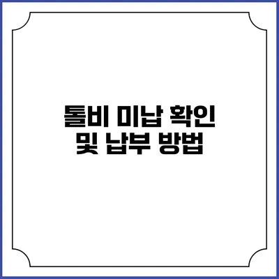 톨비 미납 확인 및 납부 방법