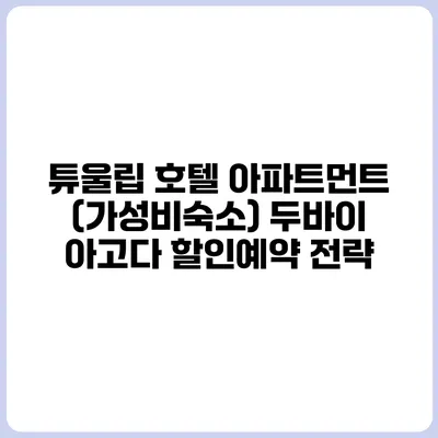 튜울립 호텔 아파트먼트 (가성비숙소) 두바이 아고다 할인예약 전략