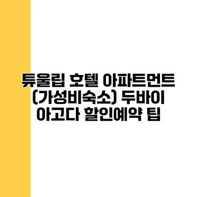 튜울립 호텔 아파트먼트 (가성비숙소) 두바이 아고다 할인예약 팁