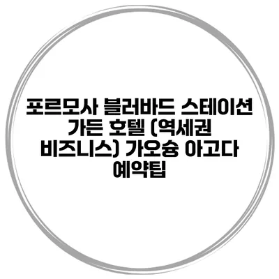 포르모사 블러바드 스테이션 가든 호텔 (역세권 비즈니스) 가오슝 아고다 예약팁