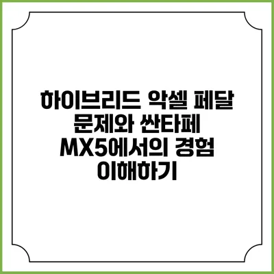 하이브리드 악셀 페달 문제와 싼타페 MX5에서의 경험 이해하기