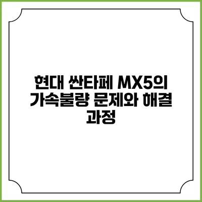 현대 싼타페 MX5의 가속불량 문제와 해결 과정