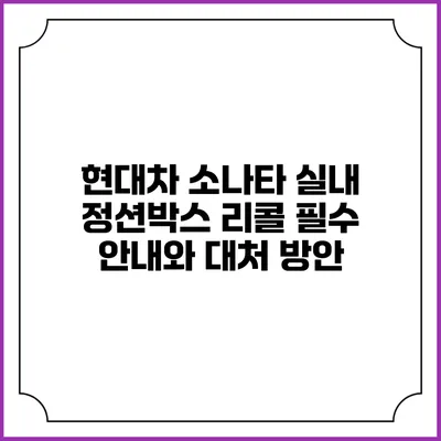 현대차 소나타 실내 정션박스 리콜: 필수 안내와 대처 방안