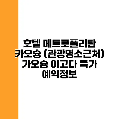호텔 메트로폴리탄 카오슝 (관광명소근처) 가오슝 아고다 특가 예약정보