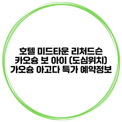 호텔 미드타운 리처드슨 카오슝 보 아이 (도심위치) 가오슝 아고다 특가 예약정보